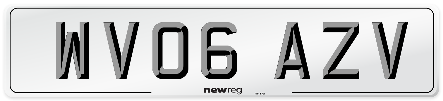 WV06 AZV Number Plate from New Reg